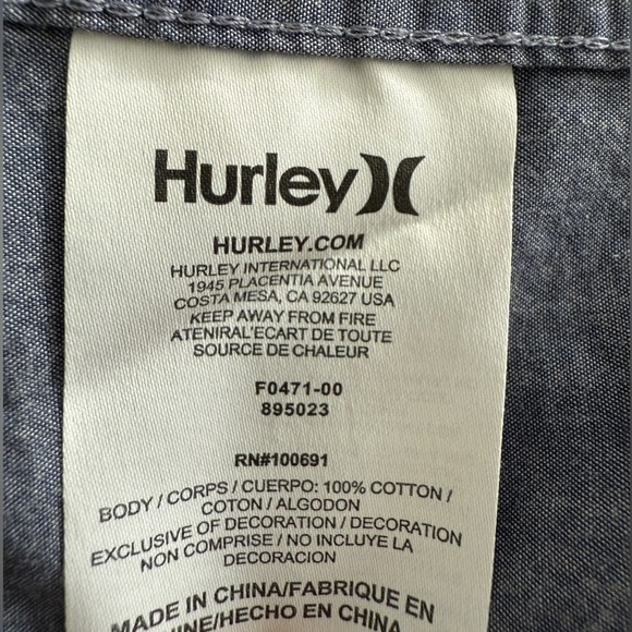 HURLEY Casual Short Sleeve Collared Shirt Classic Fit Men L Large - Picture 6 of 6